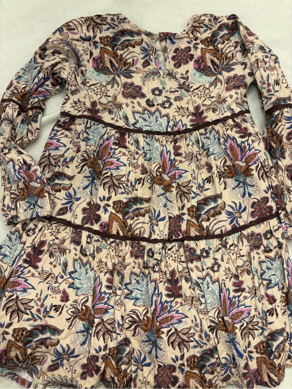 Laura Ashley Cream Dress with Blue & Mauve Paisley Print